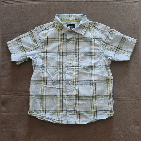 Carter's Other - Carter’s Plaid Collared Short Sleeve Button Down Shirt - BLUE - 2T